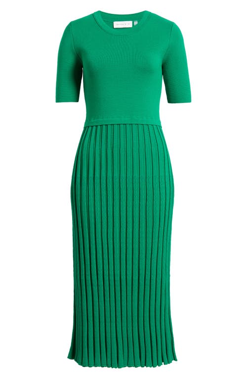 Shop Elie Tahari The Vesper Knit Midi Dress In Green Lark