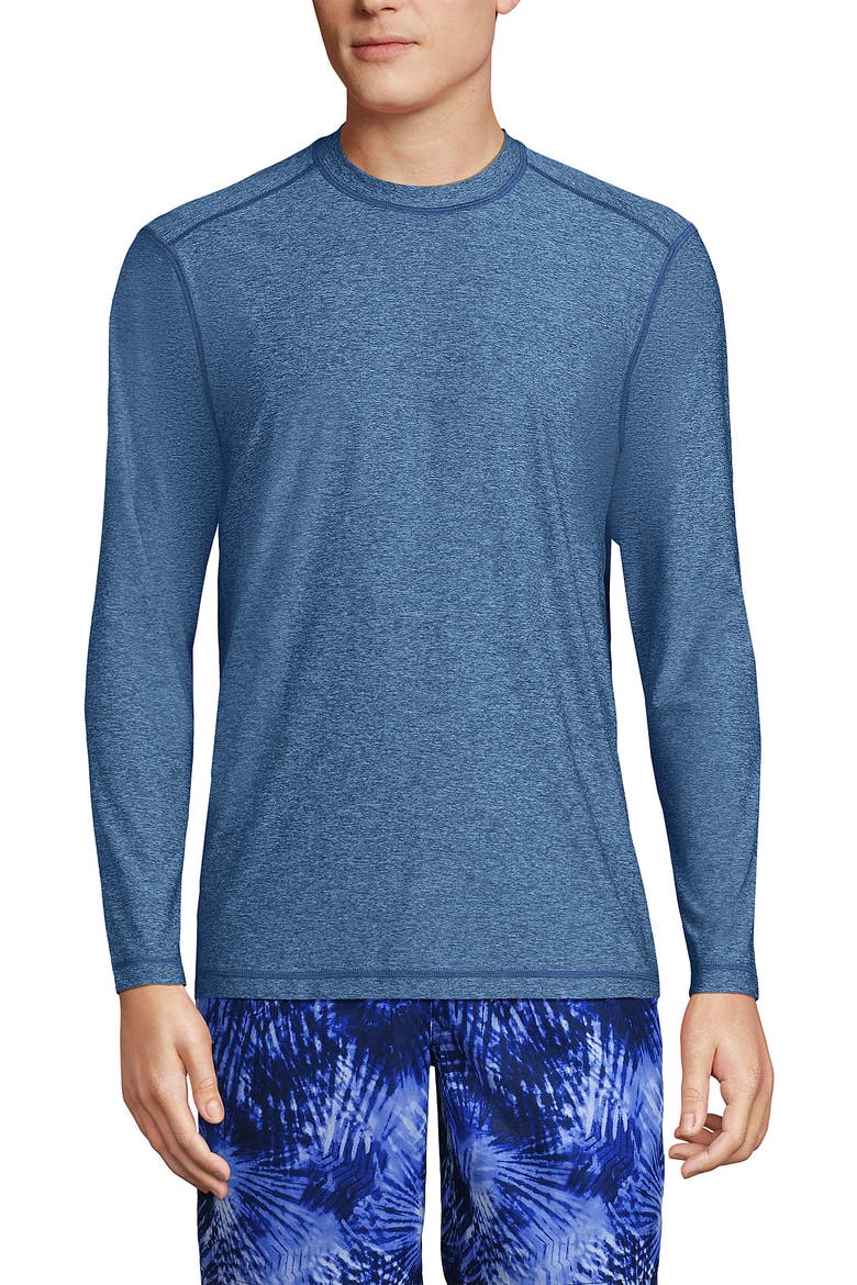 Long Sleeve Swim Tee Rash Guard, Alternate, color, Evening Blue Heather