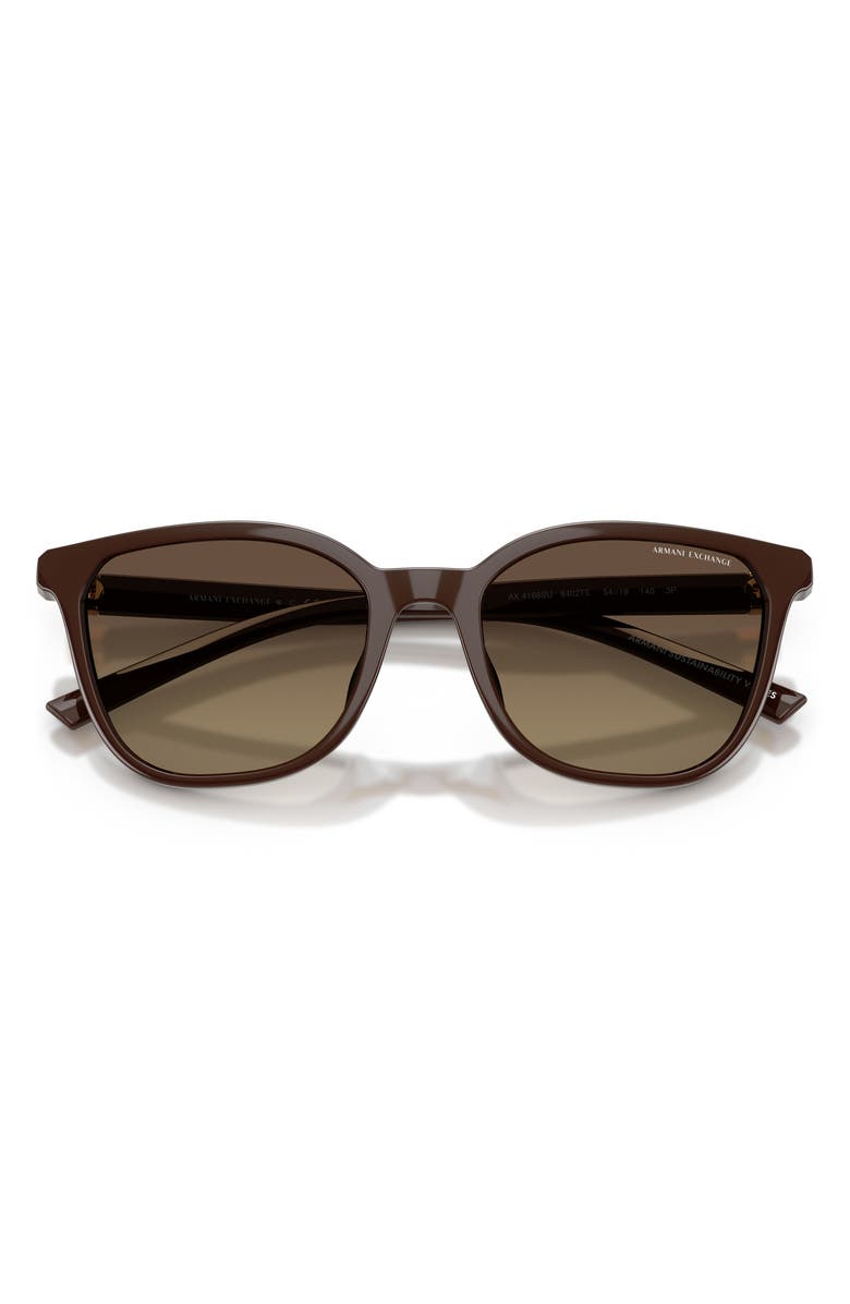 Armani Exchange 54mm Gradient Polarized Cat Eye Sunglasses, Alternate, color, Brown / Yellow Gradient