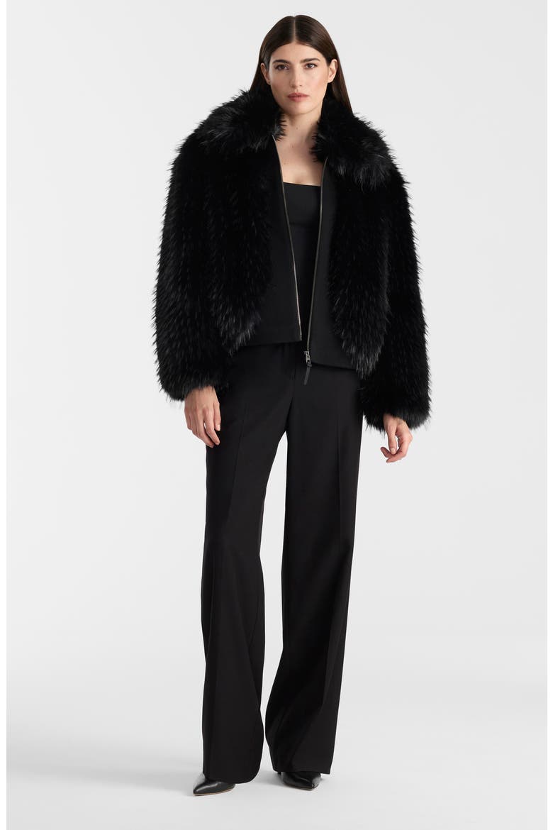 Nanny Faux Fur & Wool Jacket, Alternate, color, BLACK