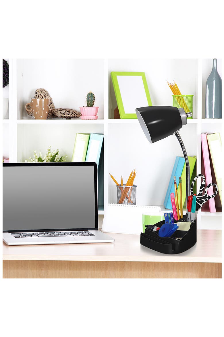 Gooseneck USB Port Organizer Desk Lamp, Alternate, color, BLACK