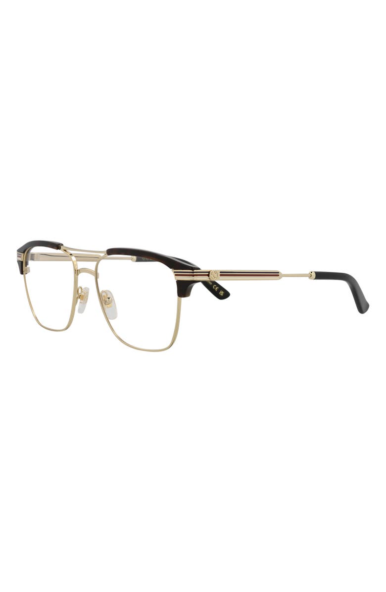 Gucci 54mm Aviator Optical Glasses, Alternate, color, Gold Gold Transparent