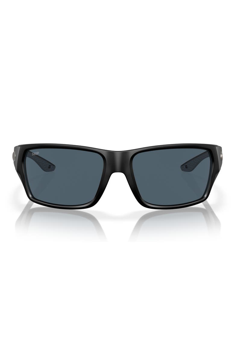 Tailfin 57mm Polarized Rectangular Sunglasses, Main, color, GREY