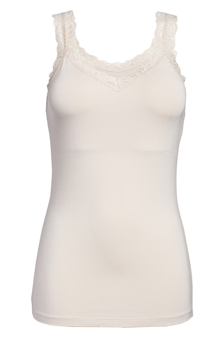 Iconic Lace Trim Camisole with Shelf Bra, Alternate, color, CHAMPAGNE