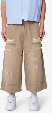mnml Distressed Extra Long Denim Carpenter Shorts