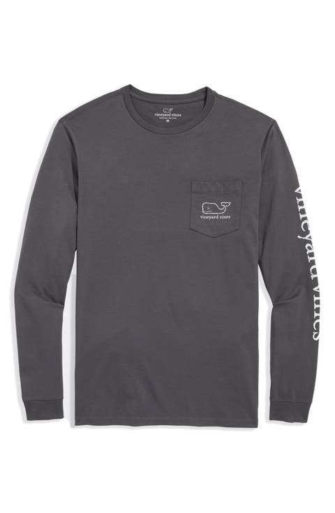 Vintage Whale Long Sleeve Cotton Graphic T-Shirt