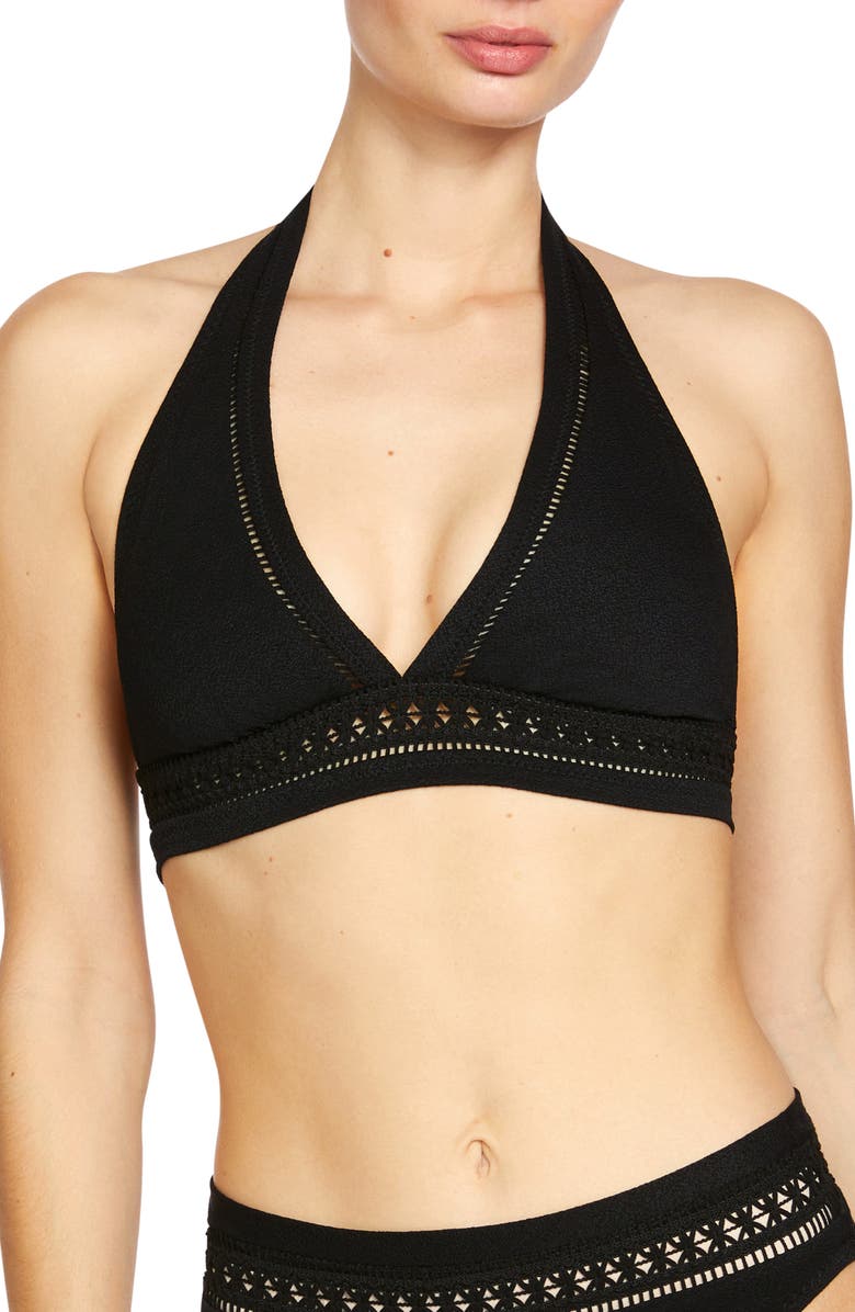 Robin Piccone Isabelle Halter Bikini Top, Main, color, Black