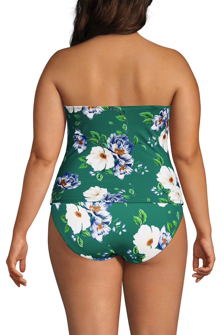 Slender Bandeau U-Wire Tankini Swimsuit Top, Alternate, color, Island Emerald Petunia Floral