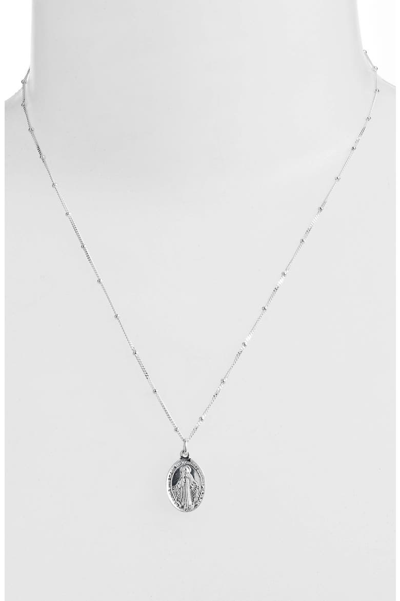 Blessed Mother Pendant Necklace, Alternate, color, SILVER