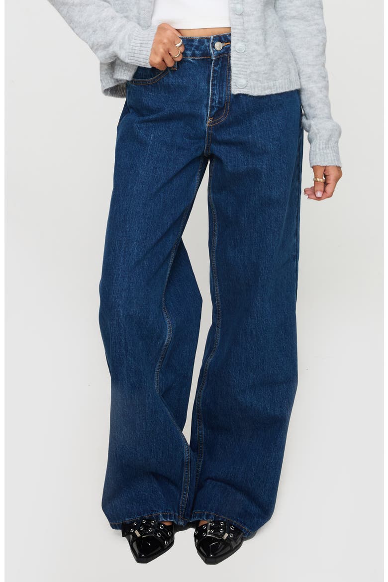 Shima Low Rise Wide Leg Jeans, Main, color, MID BLUE