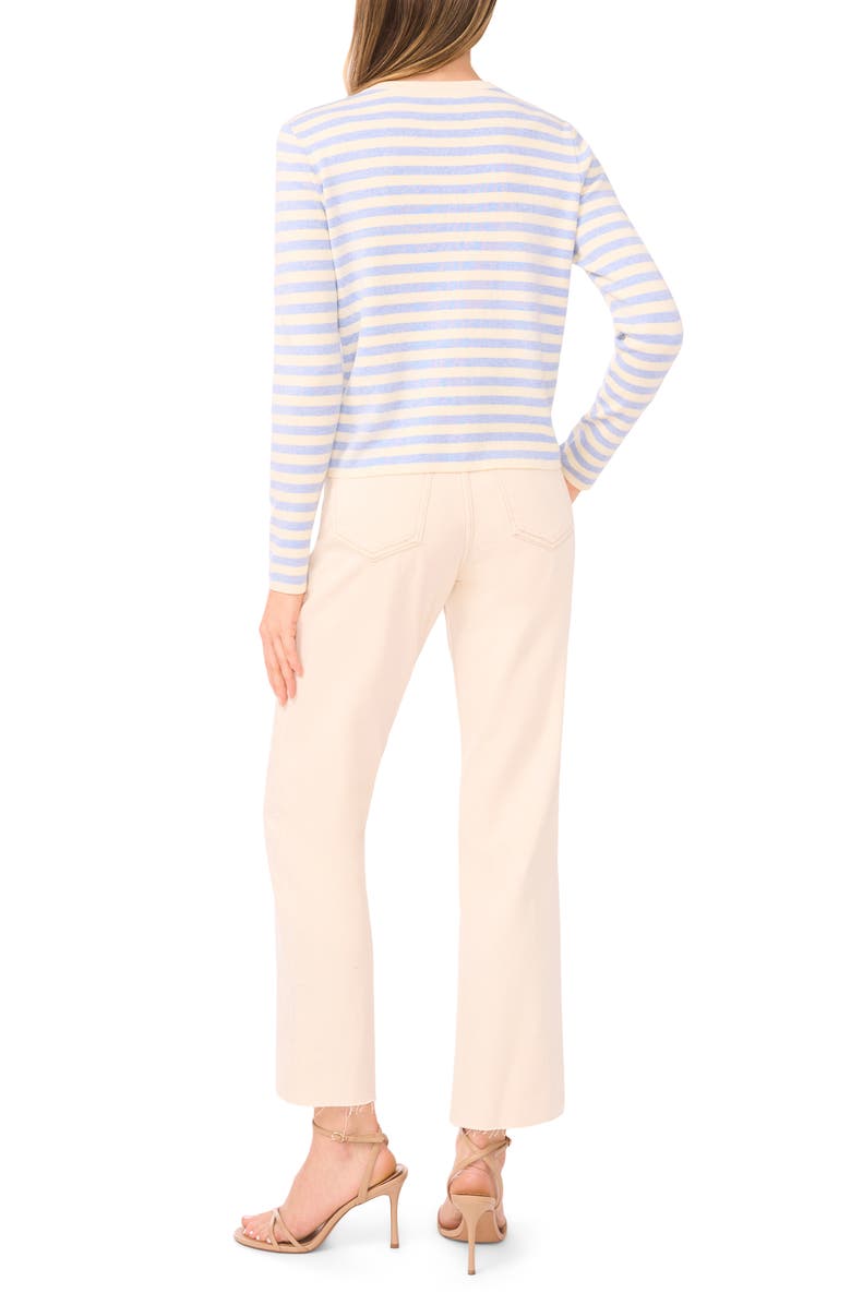 Halogen<sup>®</sup> Stripe Crewneck Cardigan, Alternate, color, Berry Blue Heather