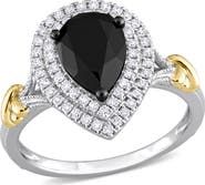 Julianna B. Black & White Diamond Pear Halo Ring 14k