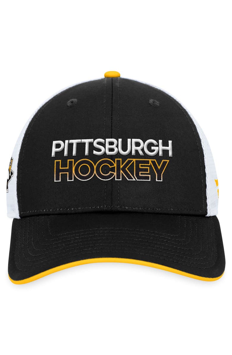 FANATICS Men's Fanatics Branded  Black Pittsburgh Penguins Authentic Pro Rink Trucker Adjustable Hat, Alternate, color, 