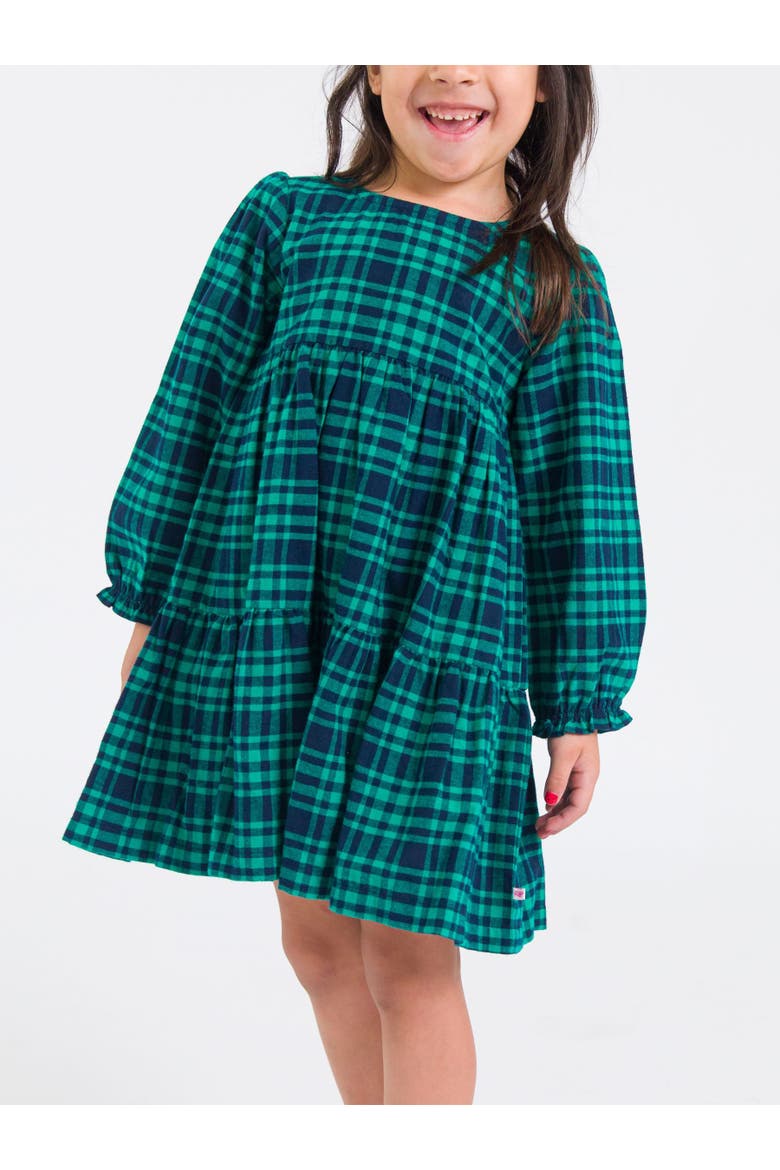Woven Long Sleeve Tiered Twirl Dress, Alternate, color, Hayden Plaid