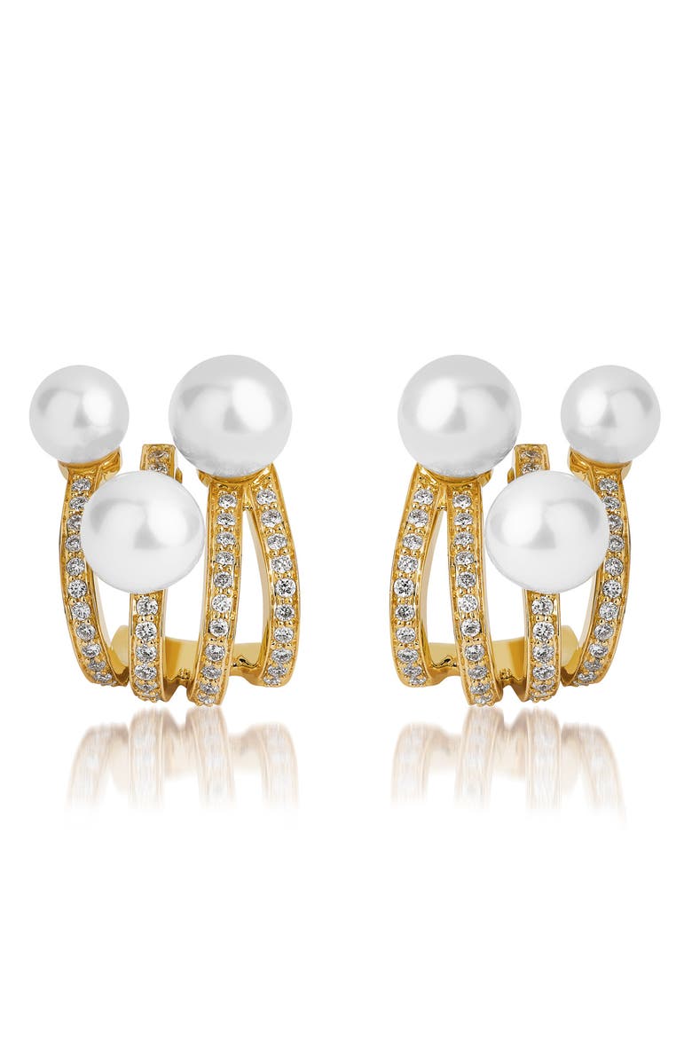 Hueb Spectrum Pearl Huggie Earrings, Main, color, Yellow Gold