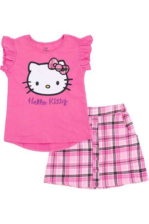2-Piece Tee and Plaid Skirt Set