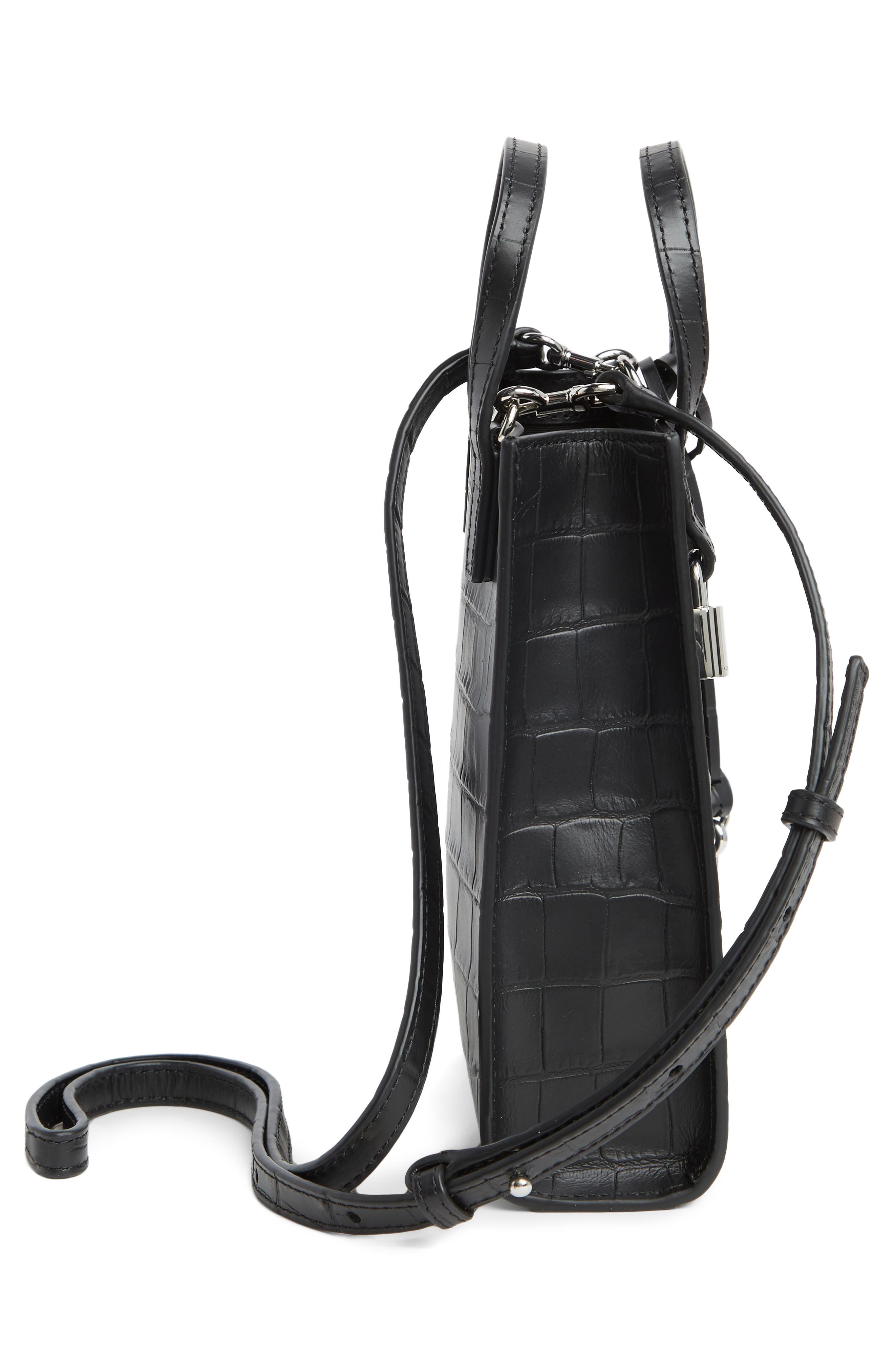 Marc Jacobs Micro Tote Croc Embossed Leather Crossbody Bag, Alternate, color, 