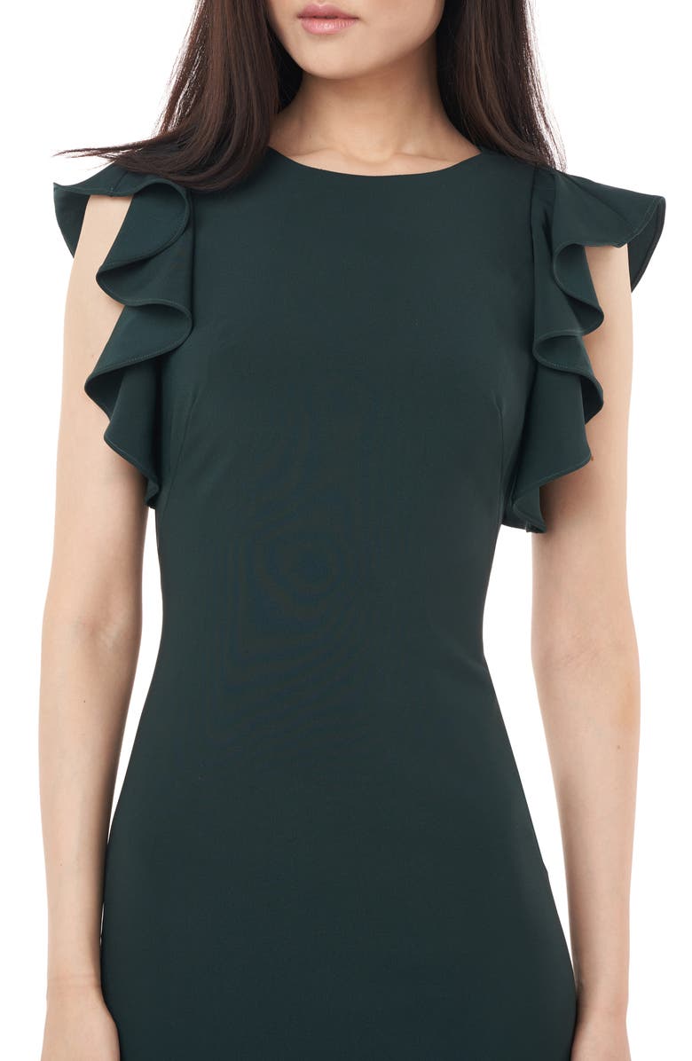 Love by Theia Ruffle Framed Crepe Cocktail Dress, Alternate, color,