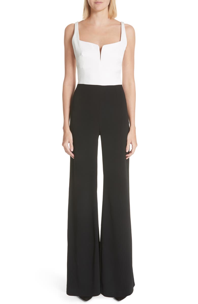 Galvan Eclipse Satin & Matte Crepe Jumpsuit, Main, color, 