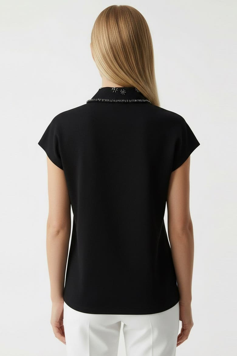 Sleeveless Regular Fit Knit Embroidered Shirt, Alternate, color, BLACK