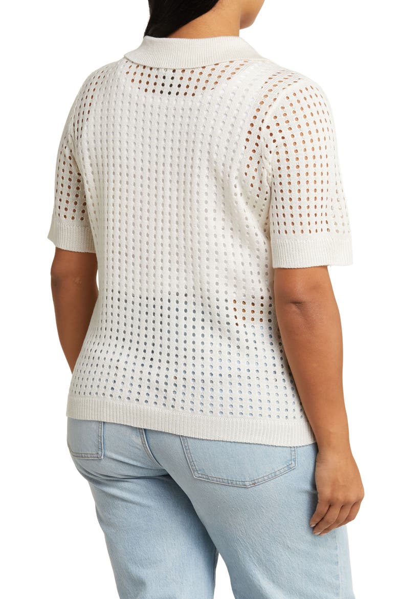 Zena Openwork Button-Up Shirt, Alternate, color, GARDENIA