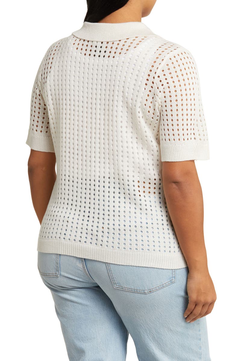 BY DESIGN Zena Openwork Button-Up Shirt, Alternate, color, Gardenia