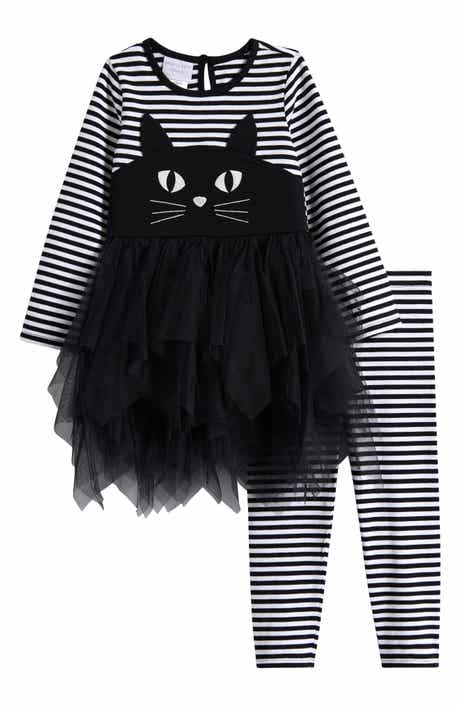 Iris & Ivy Kids' Cat Face Long Sleeve Tutu Dress & Leggings Set