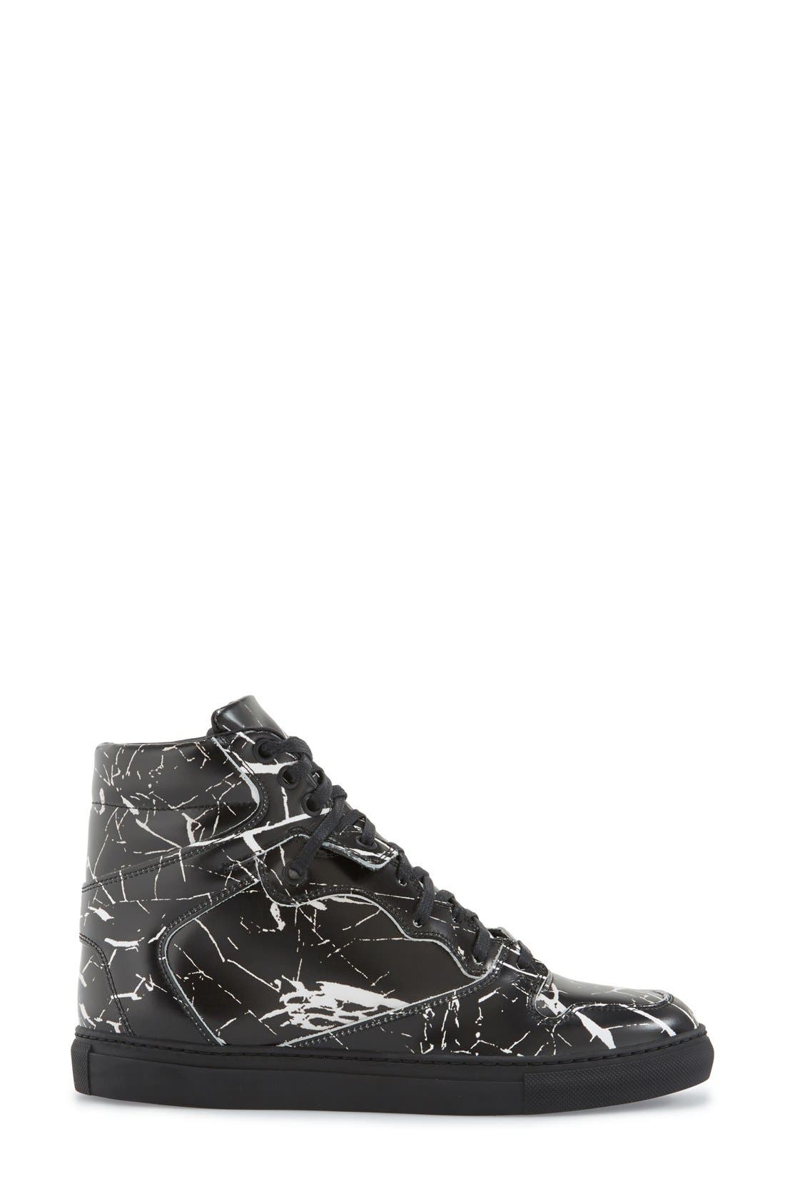 'Trainer' High Top Sneaker, Alternate, color, BLACK CALFSKIN