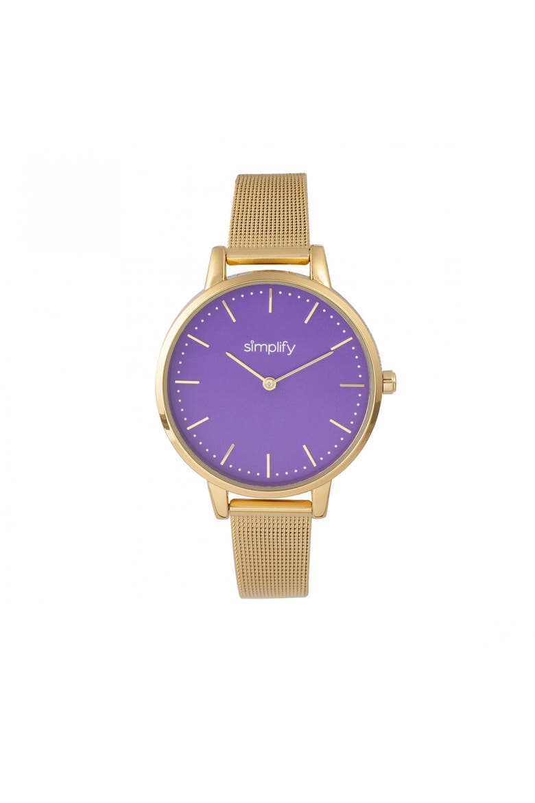 The 5800 Mesh Bracelet Watch, Main, color, Gold/Purple