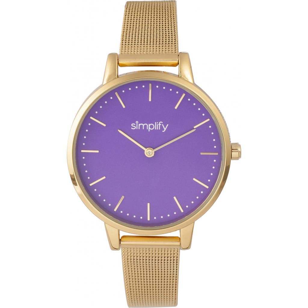 SIMPLIFY The 5800 Mesh Bracelet Watch in Gold/purple at Nordstrom