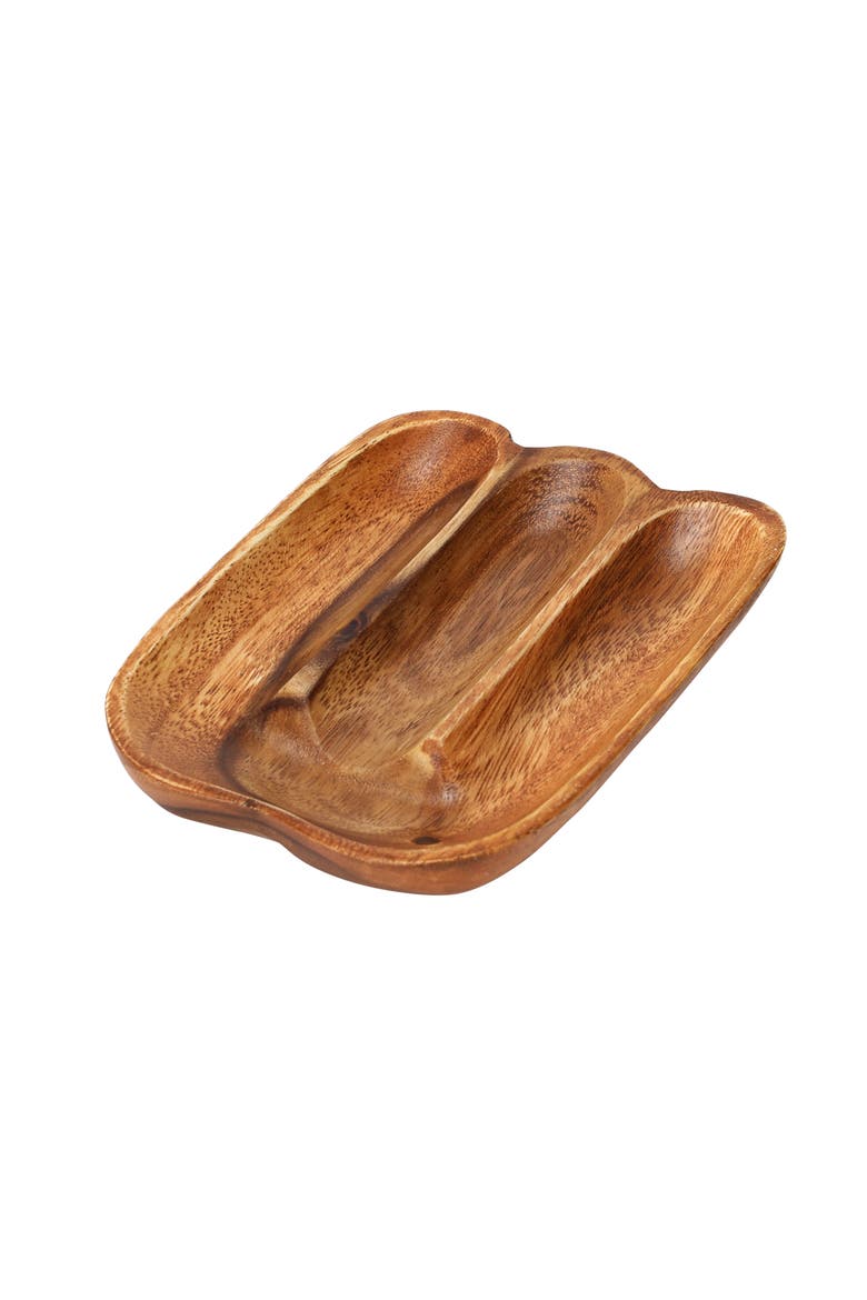 Acacia Wood Divided Tray, Main, color, Natural