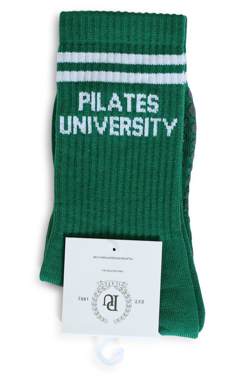 Pilates University 1883 The Pilates University Crew Socks, Alternate, color, Hunter Green
