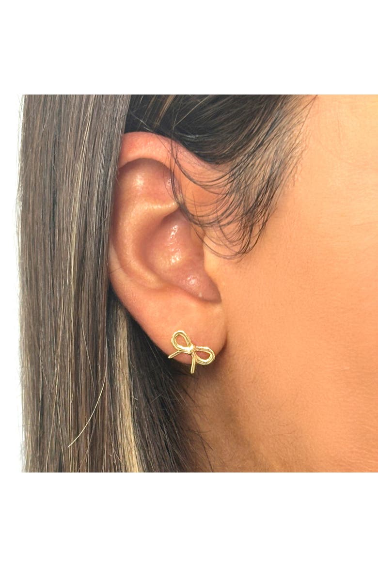 Gold Bow Stud Earrings, Alternate, color, Yellow Gold