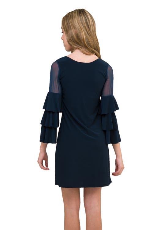 Un Deux Trois Tiered Sleeeve Dress In Navy