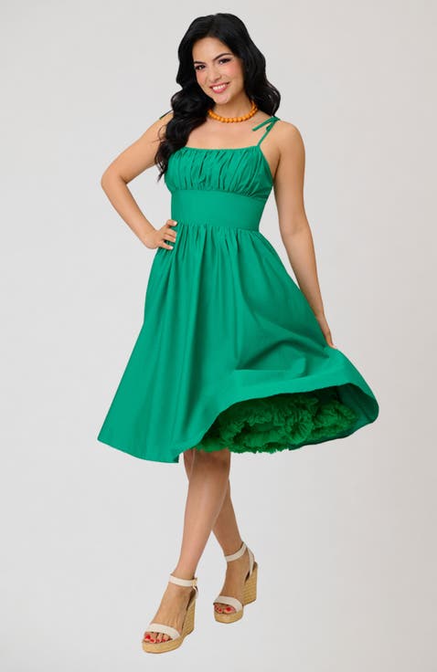 unique vintage green dress Women's Dresses Under $100 tea length