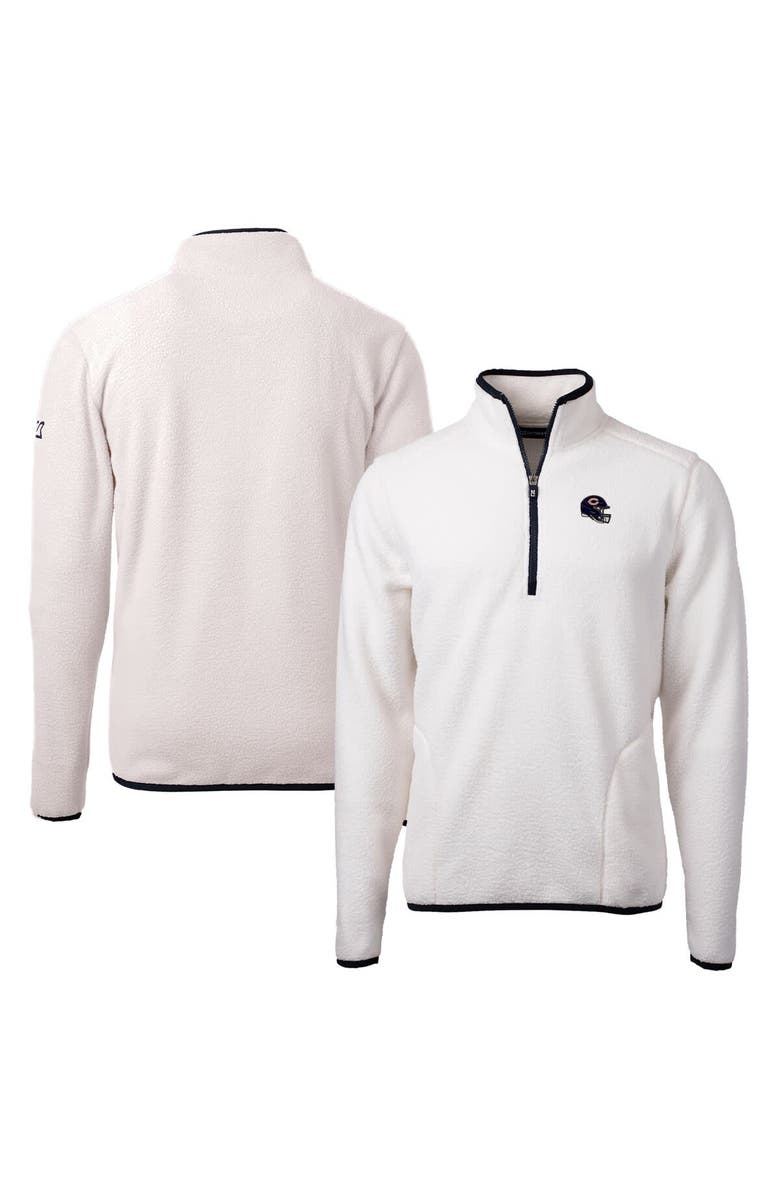 Cutter & Buck Men's Cutter & Buck  White Chicago Bears Helmet Cascade Eco Sherpa Fleece Quarter-Zip Pullover Jacket, Main, color, 