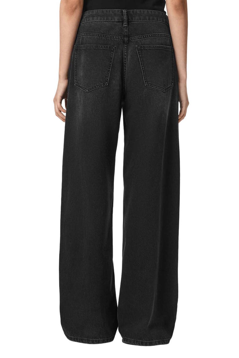 Sway Studded High Waist Wide Leg Jeans, Alternate, color, WASHED BLACK