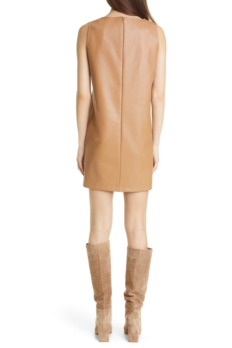 Faux Leather Sleeveless Shift Dress, Alternate, color, SANDALWOOD