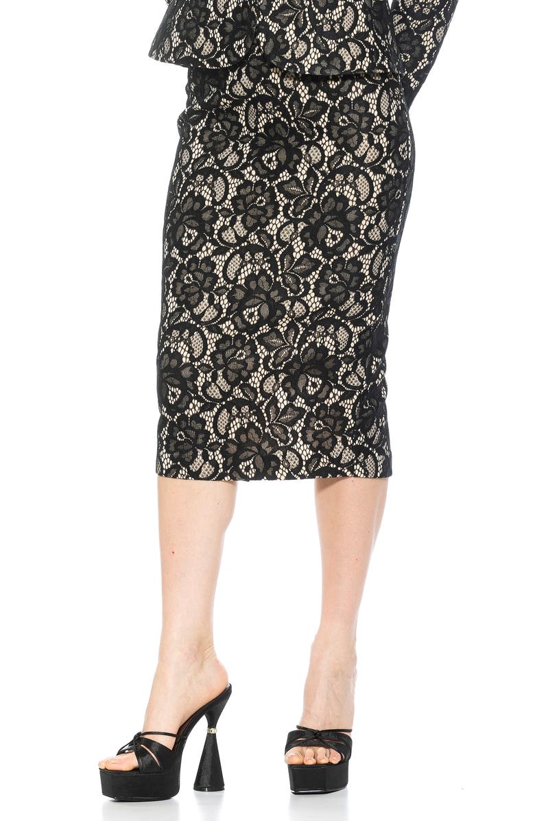 Alexia Admor Jacki Lace Midi Pencil Skirt, Alternate, color, Black