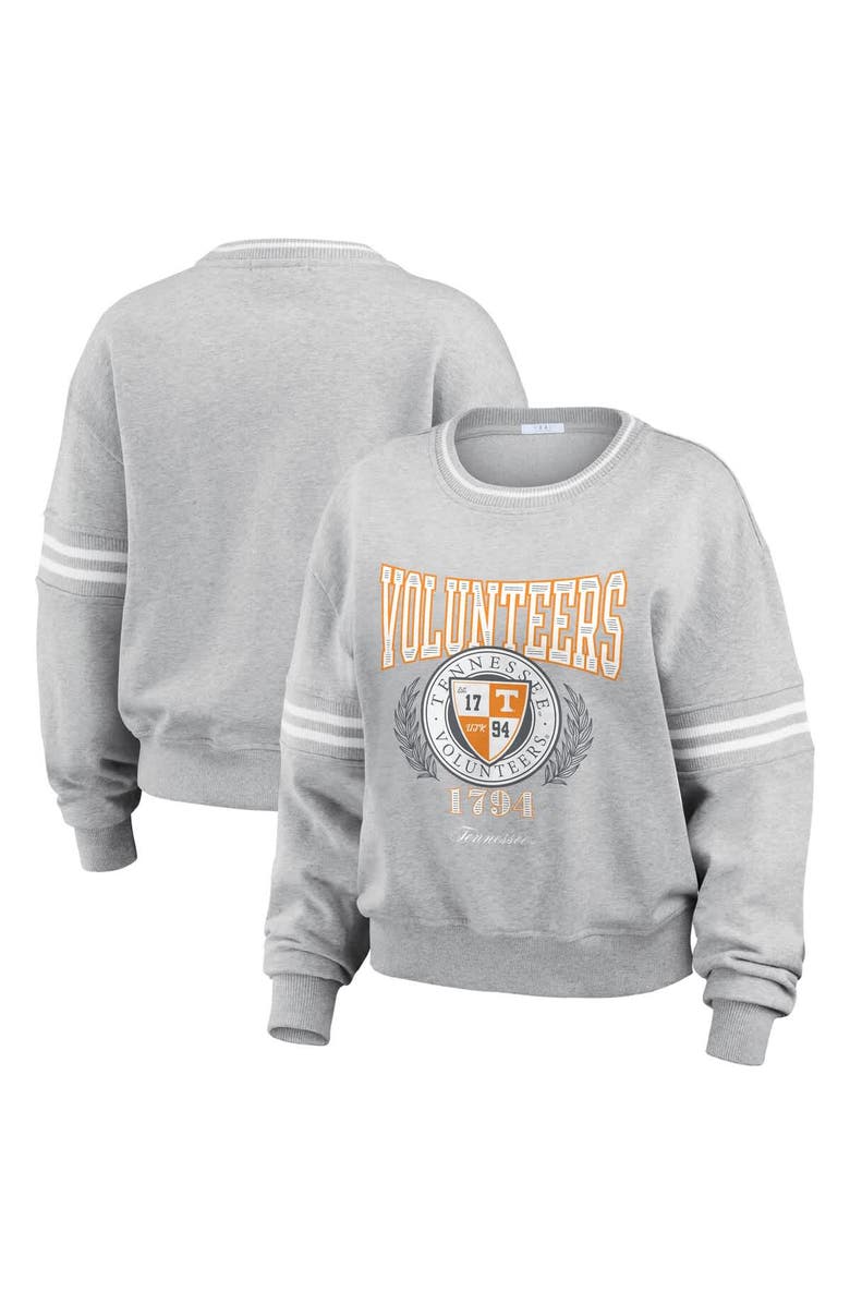WEAR by Erin Andrews Women's WEAR by Erin Andrews Heather Gray Tennessee Volunteers Classic Stripe Pullover Sweater, Main, color,