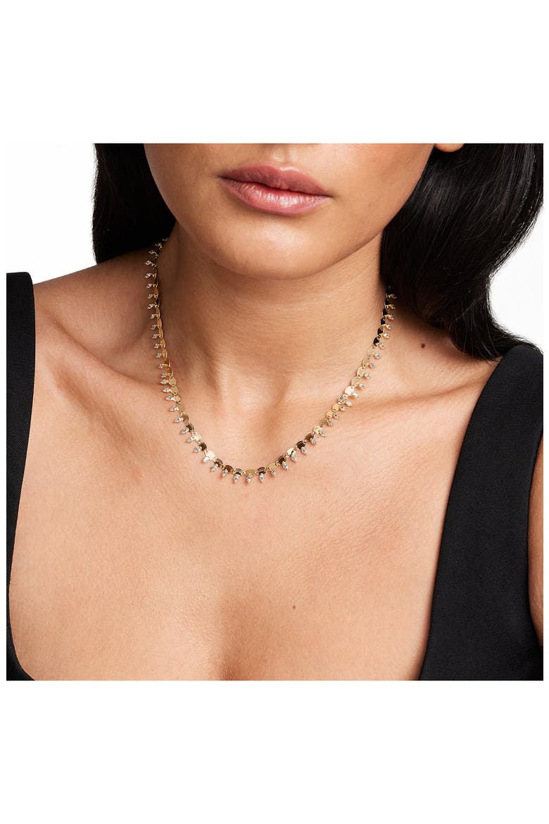 Nude Solo Diamond Collar Necklace , Alternate, color, YELLOW GOLD