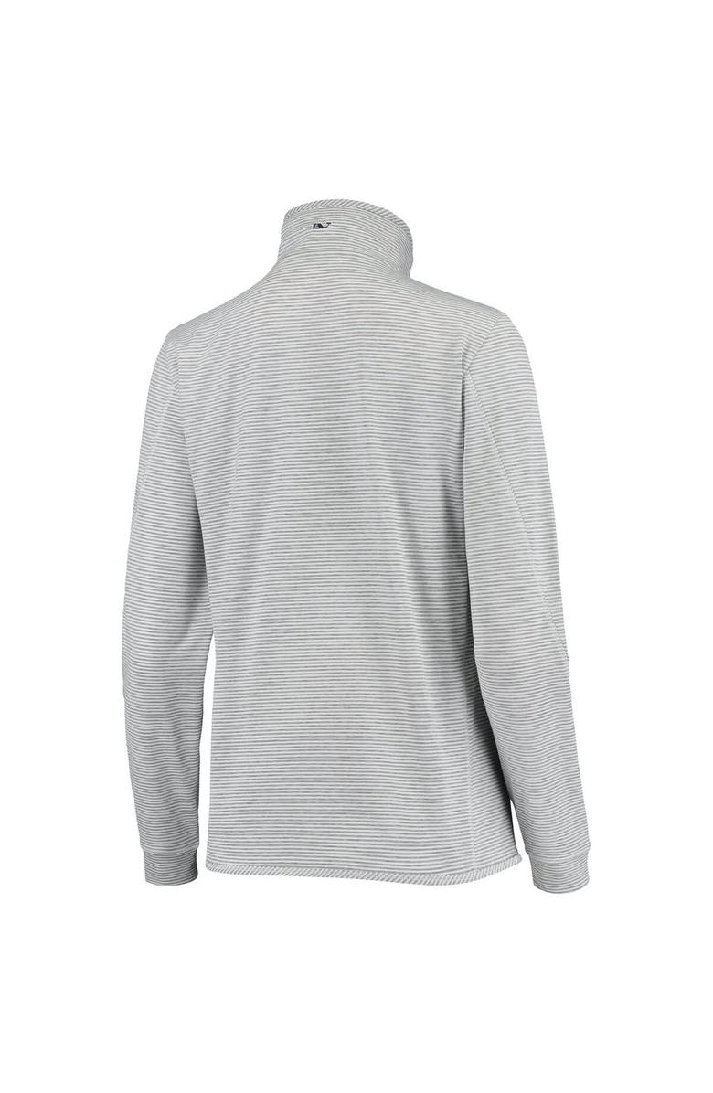 vineyard vines Women's Vineyard Vines Heather Gray New York Yankees Stripe Sankaty Half-Zip Pullover Top, Alternate, color,