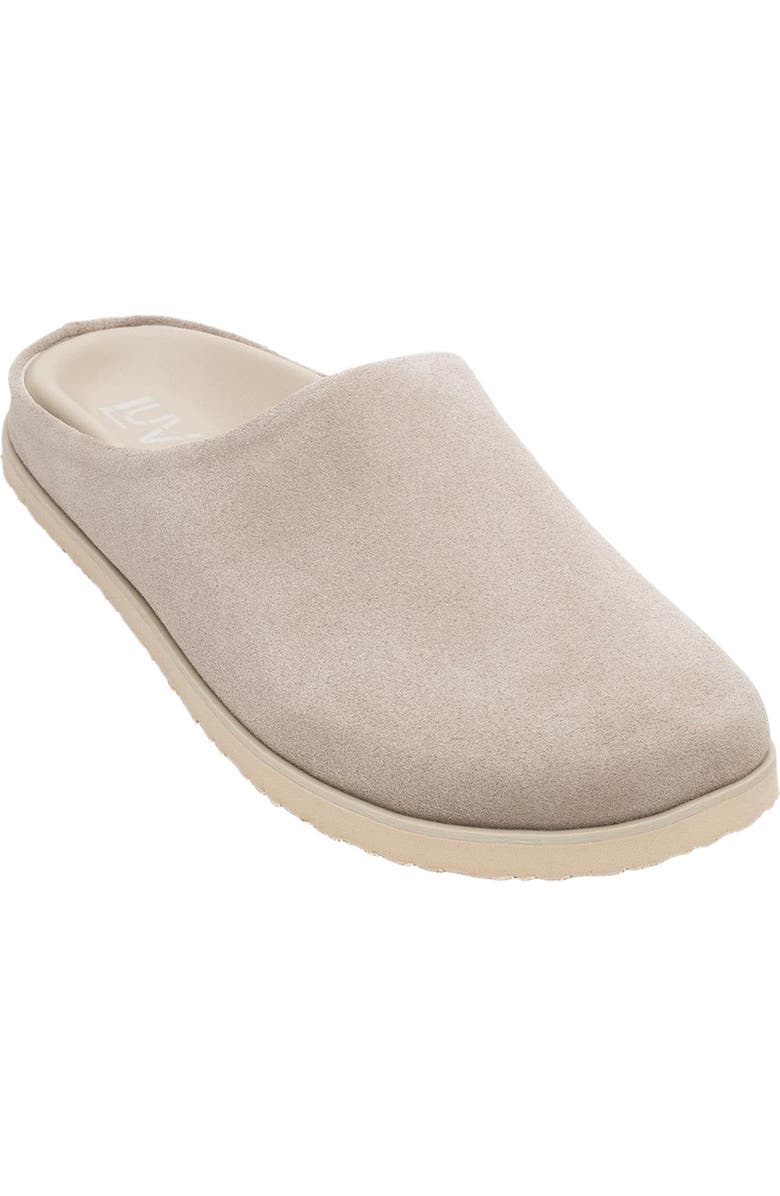 Forever & Always Shoes Space Suede Leather Slide Sandal, Main, color, Beige Leather