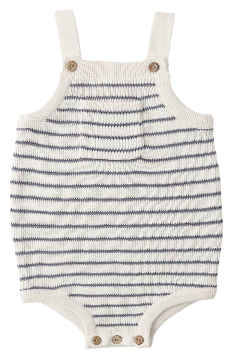 Rylee + Cru Ashton Stripe Cotton Knit Romper, Main, color, Ivory