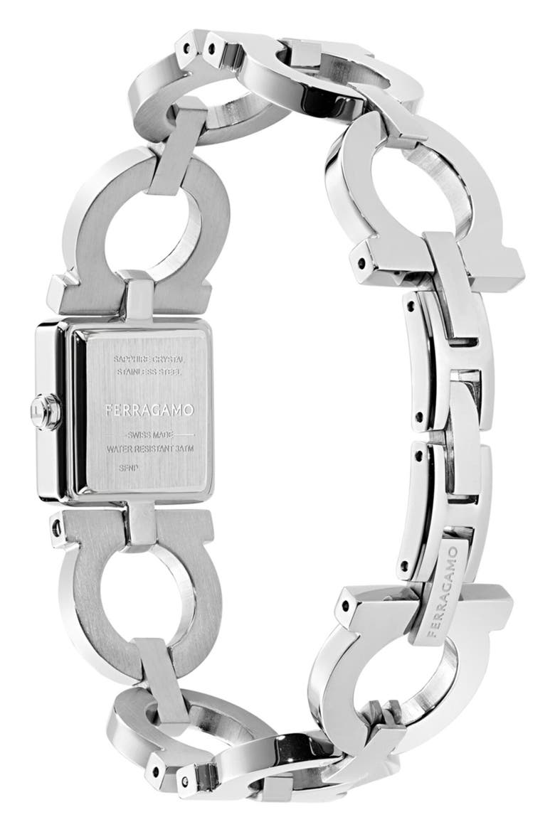 Double Gancini Square Bracelet Watch, 19mm x 19mm, Alternate, color, STAINLESS STEEL