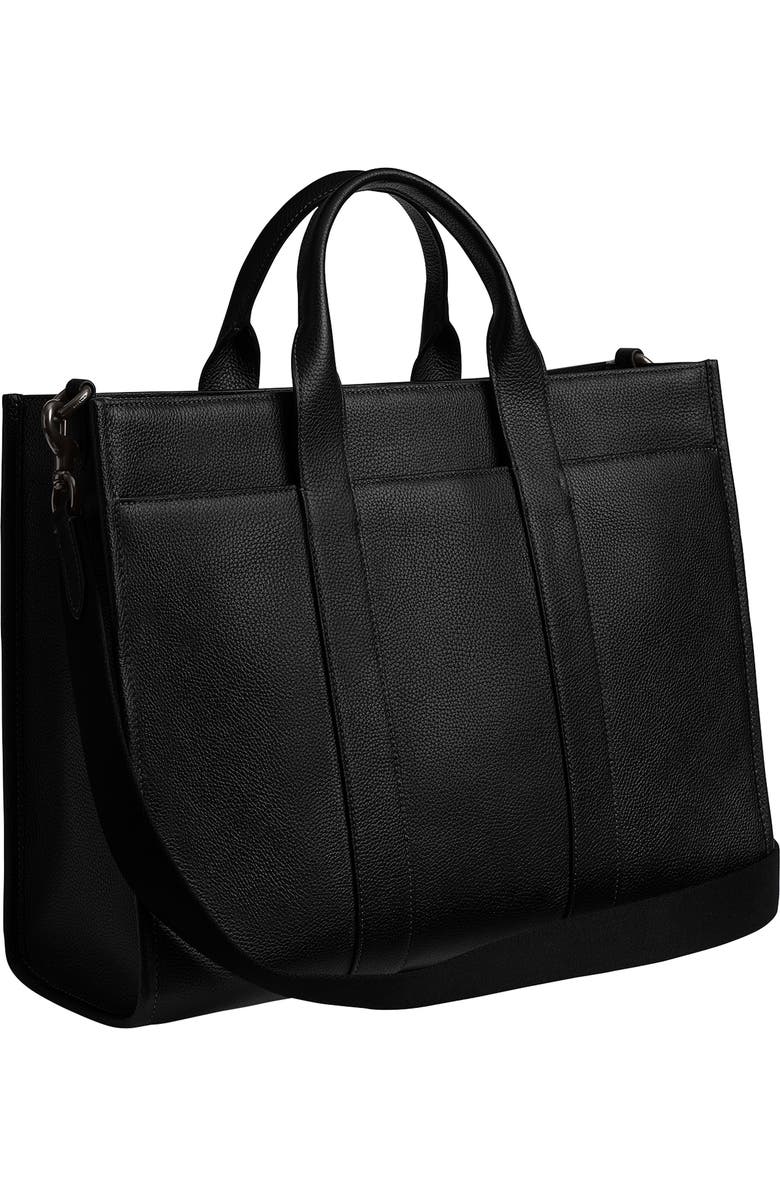 COACH Wesley Polished Pebble Leather Tote, Alternate, color, Black