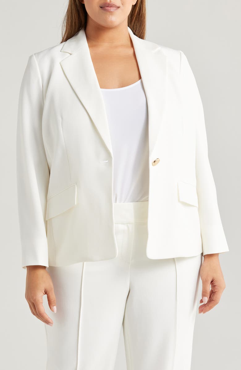 KASPER Stretch Crepe One-Button Blazer, Alternate, color, 