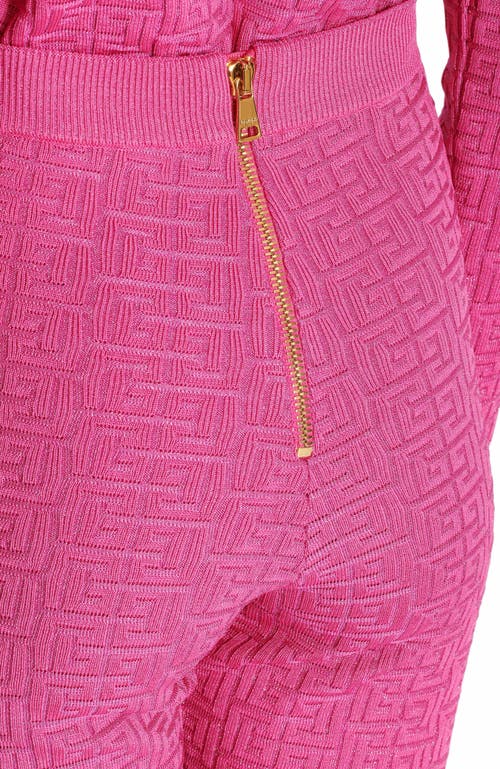 Shop Balmain Knit Leggings With Monogram