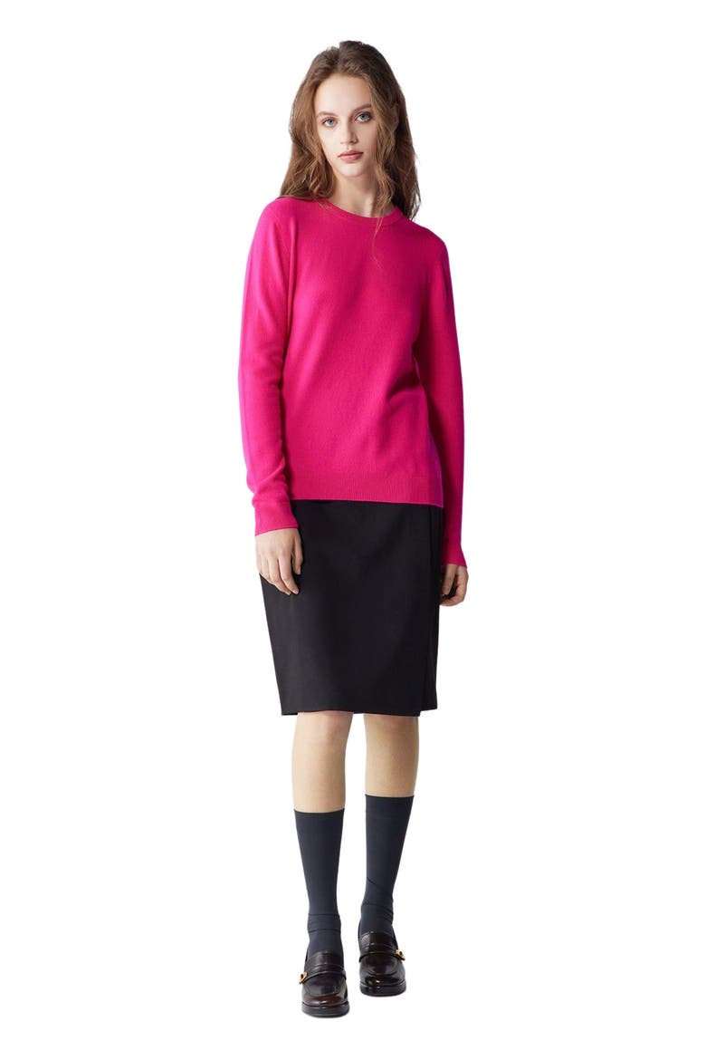 Essential Cashmere Crewneck Sweater, Alternate, color, magenta