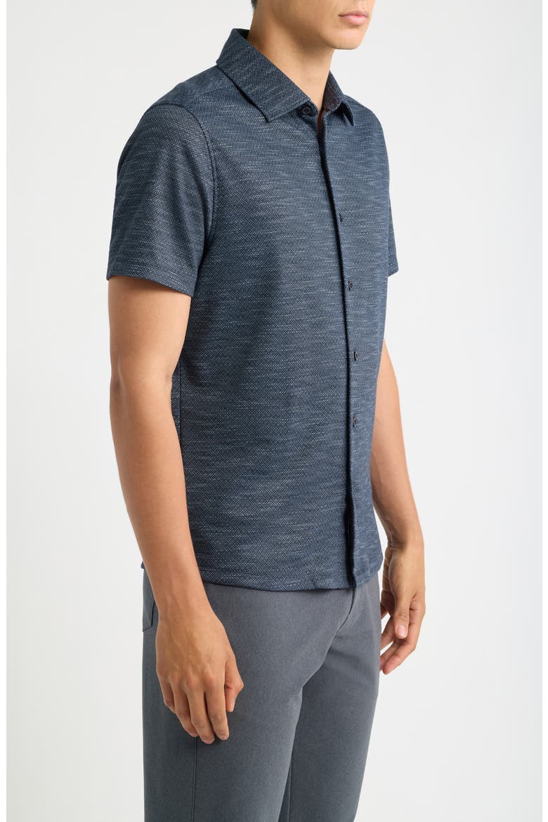 Zimmerman Short Sleeve Knit Button Up Shirt, Alternate, color, NAVY